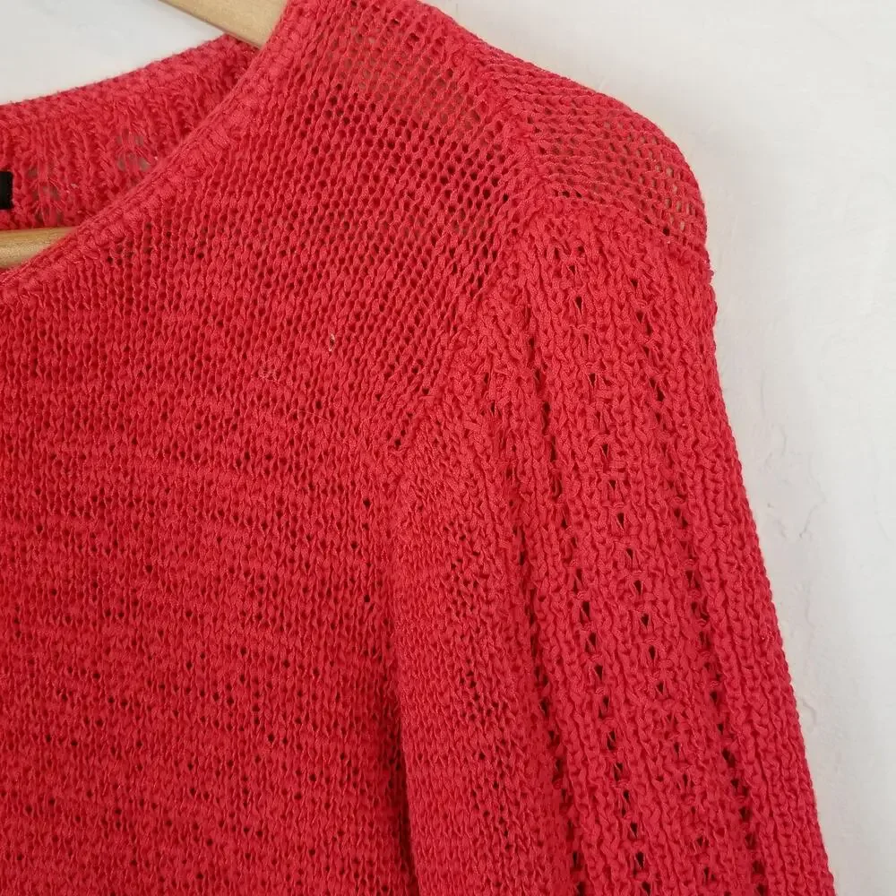 Rachel Zoe Karla Open Knit Long Sleeve Sweater Red Size M Medium